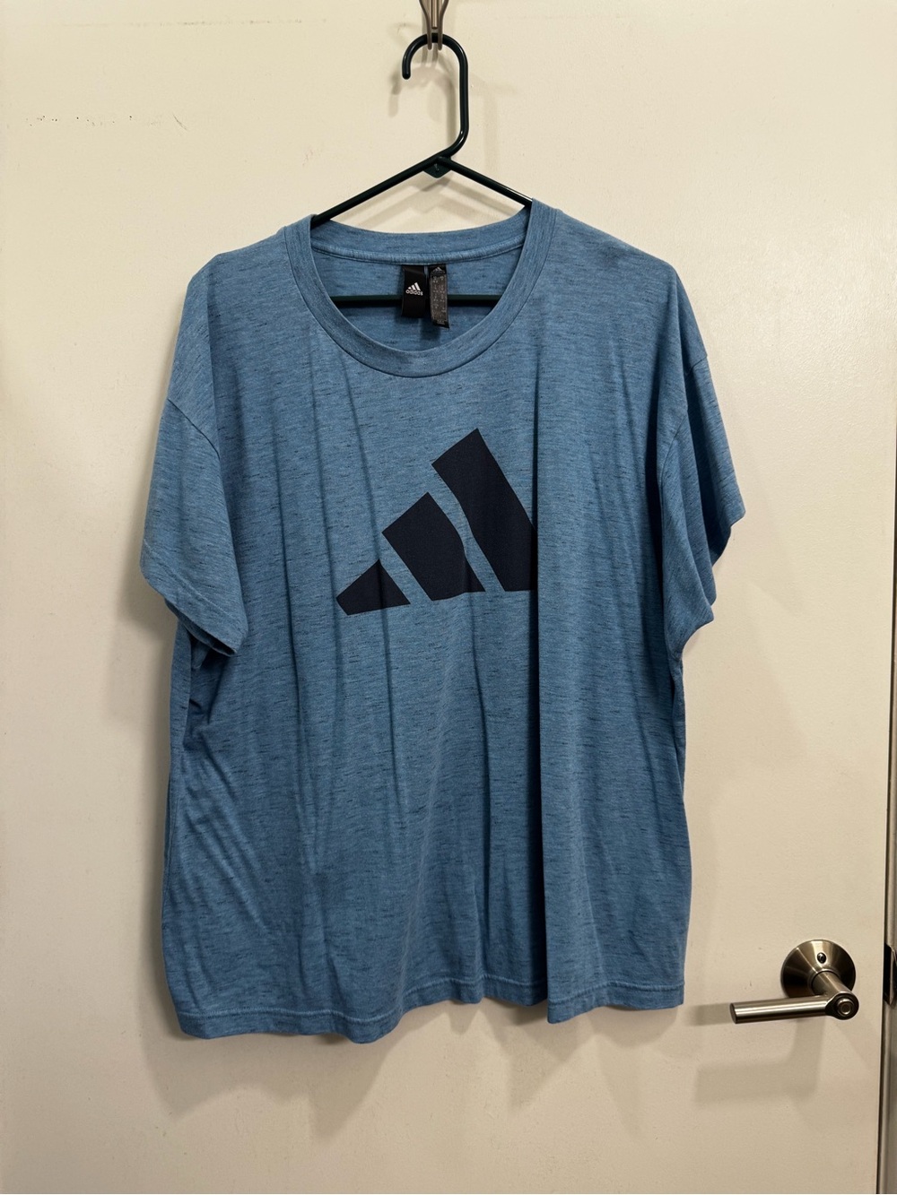 adidas Men's Heather Blue Logo Crew Tee